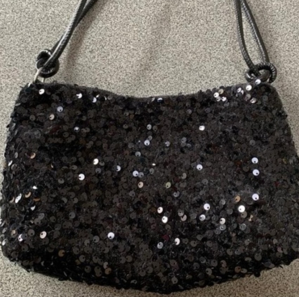 Black sequin fashion shoulder bag